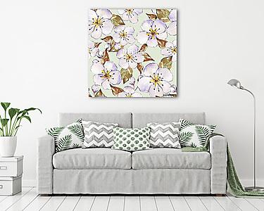Floral seamless pattern 7. Watercolor background with white flow (vászonkép) - vászonkép, falikép otthonra és irodába