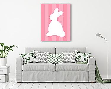DIY - Húsvéti nyuszi, rózsaszín csíkos háttérrel (vászonkép) - vászonkép, falikép otthonra és irodába