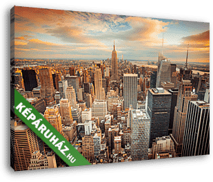Napnyugta kilátás New York City városára, Manhattan felett - vászonkép 3D látványterv