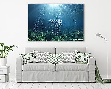 Underwater ocean background with air bubbles in water  (vászonkép) - vászonkép, falikép otthonra és irodába