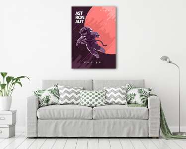 Asztronauta, bolygó háttérrel (vászonkép) - vászonkép, falikép otthonra és irodába
