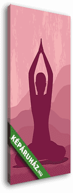Jóga pozíció, bordó háttéren - vászonkép 3D látványterv
