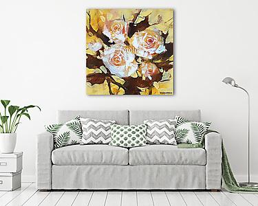 Fehér rózsák, kézzel készített festészet (vászonkép) - vászonkép, falikép otthonra és irodába