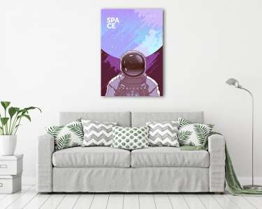 Asztronauta portré, bolygóval a háttérben (vászonkép) - vászonkép, falikép otthonra és irodába