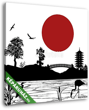 japán szép táj plakát, vektoros illusztráció - vászonkép 3D látványterv