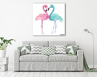 Két flamingó  (vászonkép) - vászonkép, falikép otthonra és irodába