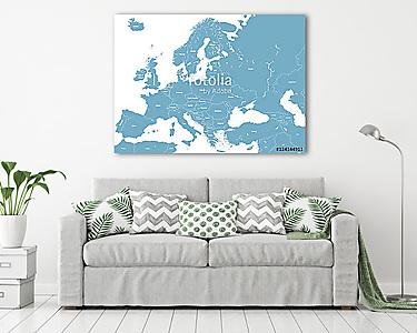vektor Európa magas részletes politikai térkép. Minden elemet de (vászonkép) - vászonkép, falikép otthonra és irodába
