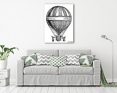 Hélium ballon viktoriánus metszete (vászonkép) - vászonkép, falikép otthonra és irodába