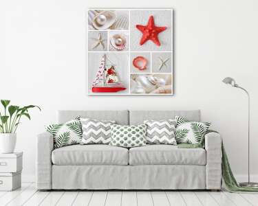 Kollázs a nyári tengeri csillagok (vászonkép) - vászonkép, falikép otthonra és irodába