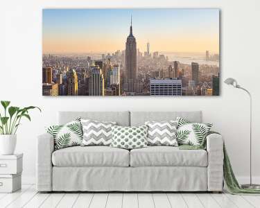 New York-i Manhattan skyline a naplementében. (vászonkép) - vászonkép, falikép otthonra és irodába