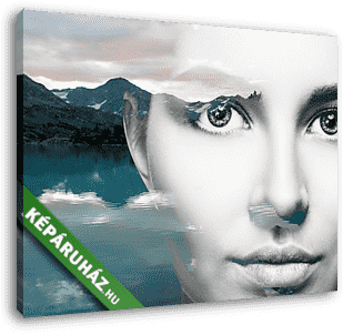 Young woman and nature landscape - vászonkép 3D látványterv