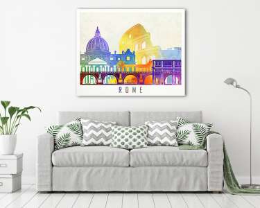 Rome landmarks watercolor poster (vászonkép) - vászonkép, falikép otthonra és irodába
