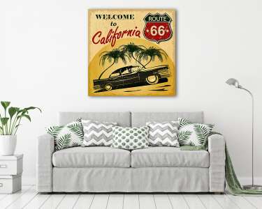 Welcome to California retro poster (vászonkép) - vászonkép, falikép otthonra és irodába