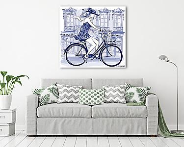 Párizsi kerékpáros nő (vászonkép) - vászonkép, falikép otthonra és irodába