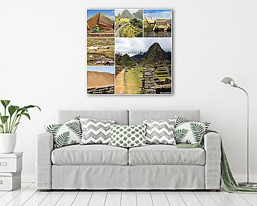 Peru kollázs a Machu Pichu és a Titicaca tó tájakkal (vászonkép) - vászonkép, falikép otthonra és irodába