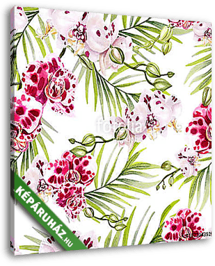 Beautiful watercolor pattern with orchid flowers.  - vászonkép 3D látványterv
