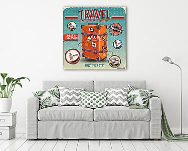Vintage utazótáska-plakát címkével (vászonkép) - vászonkép, falikép otthonra és irodába