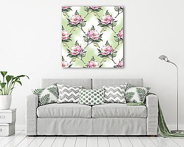 Watercolor floral seamless pattern with hand painted roses (vászonkép) - vászonkép, falikép otthonra és irodába