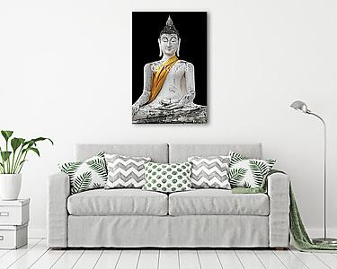szobor a buddha a fekete háttér (vászonkép) - vászonkép, falikép otthonra és irodába