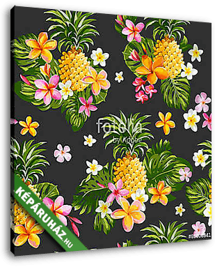 Ananászok és Trópusi Virágok - vászonkép 3D látványterv