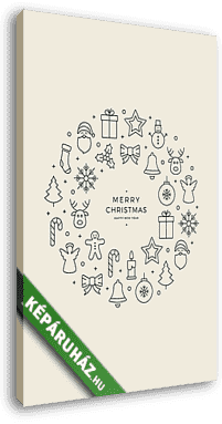 Elegáns bézs karácsonyi grafika 2. - vászonkép 3D látványterv