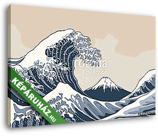 Ocean waves, Japanese style illustration - vászonkép 3D látványterv