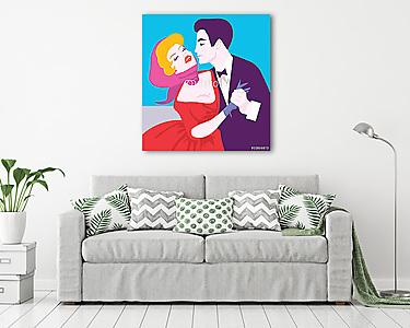 Retro aranyos páros csók (vászonkép) - vászonkép, falikép otthonra és irodába
