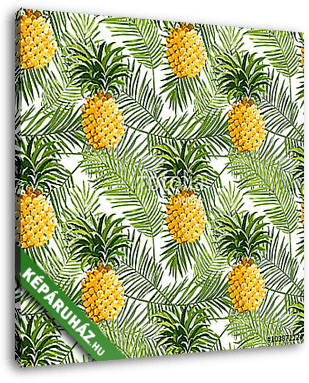 Trópusi pálmafák és ananászok háttere - zökkenőmentes csöpögés - vászonkép 3D látványterv