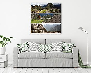 Peru kollagája Machu Pichu és Titicaca tó tájakkal (vászonkép) - vászonkép, falikép otthonra és irodába