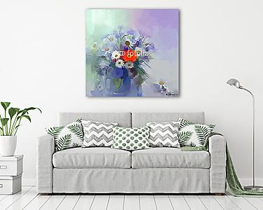 absztrakt  virágcsokor (olajfestmény reprodukció) (vászonkép) - vászonkép, falikép otthonra és irodába