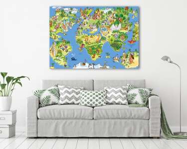 Nagy és vicces világtérkép (vászonkép) - vászonkép, falikép otthonra és irodába