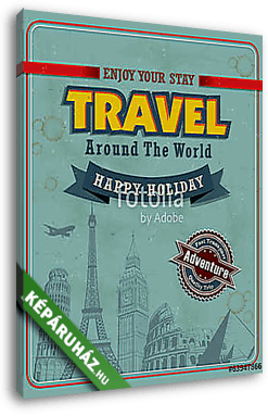 Vintage utazás plakát kialakítása - vászonkép 3D látványterv