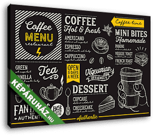 Coffee menu restaurant, drink template. - vászonkép 3D látványterv