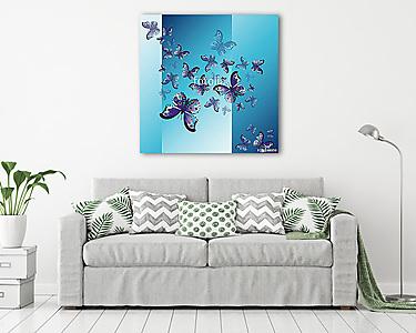Set of blue butterflies (vászonkép) - vászonkép, falikép otthonra és irodába