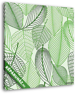Green leaves seamless pattern background - vászonkép 3D látványterv