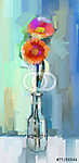 Üveg váza gerbera virágokkal vászonkép, poszter vagy falikép