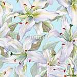 Pattern with lilies 2. Floral seamless watercolor background wit vászonkép, poszter vagy falikép