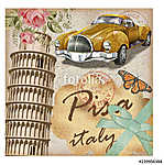 Pisa vintage poster.Печать vászonkép, poszter vagy falikép