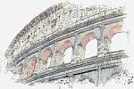 Római kolosszeum, rajz részlet vászonkép, poszter vagy falikép