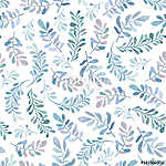 Watercolor seamless pattern with blue and green branches in gent vászonkép, poszter vagy falikép