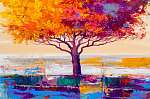 Őszi színes lombkorona (olajfestmény reprodukció) vászonkép, poszter vagy falikép