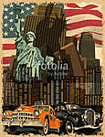 New York vintage poster. vászonkép, poszter vagy falikép