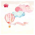 Hőlégballon a pasztel felhők felett vászonkép, poszter vagy falikép