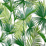 Trópusi pálmafák, a dzsungel levelek zökkenőmentes vektoros virá vászonkép, poszter vagy falikép
