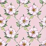 Floral seamless pattern. Watercolor background with white flower vászonkép, poszter vagy falikép
