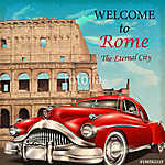 Welcome to Rome retro poster. vászonkép, poszter vagy falikép