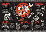 Steak menu restaurant, food template. vászonkép, poszter vagy falikép
