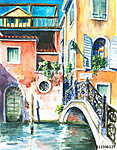 Venice watercolor painted. vászonkép, poszter vagy falikép