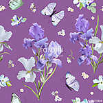 Virágzó Irisz lepkékkel vászonkép, poszter vagy falikép