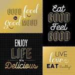 Retro style food quotes set in gold color vászonkép, poszter vagy falikép